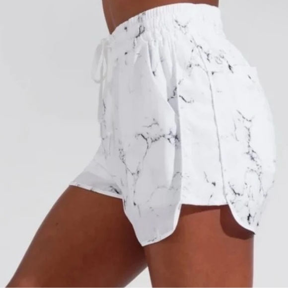 Buffbunny Collection Pants - Buffbunny Women's Flo Shorts in White Marble